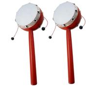 KOMBIUDA 2 pièces Tambour à Main Bois avec Peau de Mouton Blanche Musical Sensoriel pour Garçon Fille Garçon Fille Rattle Doux Stimulant Écoute Motricité Fine