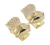 KOMBIUDA 2 Pièces Vampire Fangs Grills avec Zirconia Dentier Décoratif Bijoux Hip Hop pour Hommes et Femmes Accessoires Cosplay Halloween