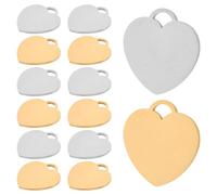 KOMBIUDA 20 Pendentifs Cœur en Acier Inoxydable à Graver Breloques DIY pour Création de Bijoux Étiquettes Vierges Métal Set 20 Pièces Accessoires pour Colliers Bracelets et Boucles