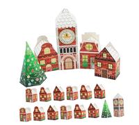 KOMBIUDA 24 Pièces Boîtes à Bonbons de Noël avec Maisons Sapins et Clochers Boîtes Cadeaux Festives pour Biscuits Desserts et Friandises Hiver