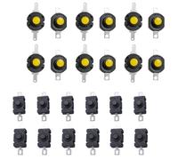 KOMBIUDA 24 pièces Interrupteur Bouton-poussoir pour Lampe Torche Mini Interrupteur Autobloquant Plastique et Laiton Bouton Poussoir pour Appareils Électriques et Projets DIY