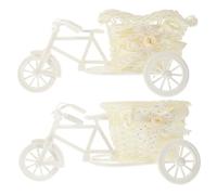 KOMBIUDA 2pièces Panier Rattan Forme De Tricycle Pour Décoration De Maison Ornements Créatifs Pour Fleurs Et Mariages Accessoires Élégants Pour Fêtes Et Événements
