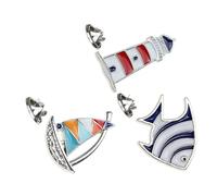 KOMBIUDA 3 pièces Broche Marine Style Épingle Châle Décorative Poisson Tropical Voilier Phare pour Femmes Cérémonie Fête