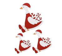 KOMBIUDA 3 Pièces Canard Décoratif de Noël, Figurine Mignonne en PVC Mousse | Peint à Main, Trois Tailles Assorties, pour Table, Plateau, Bureau, Idée Présent D'hiver
