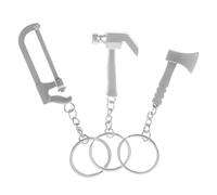 KOMBIUDA 3 Pièces Kit Porte Clés avec Pendentifs Outils Simulés Marteau Scie Hache pour Sac à Dos Décoration Originale et Pratique
