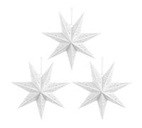 KOMBIUDA 3 Pièces Lot de Abat-jour Étoiles Papier Blancs Lanternes Suspendues Sept Branches Décorations Légères pour Mariage Fête Anniversaire