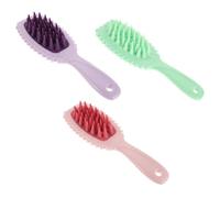 KOMBIUDA 3 Pièces Masseur de Cuir Chevelu en Silicone, Brosse de Lavage de Cheveux, Plastique et Silicone, Grand Peigne Conique, Vert 2 Roses 2 Violets, Maison et Voyage, Nettoyage