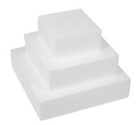 KOMBIUDA 3 Pièces Modèle de Gâteau en Mousse Carré Blanc Réutilisable, Fournitures de Mariage, Peut être Peint, pour Création de Décorations et Présentations de Gâteaux