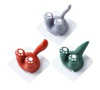 KOMBIUDA 3pièces Crochets Muraux Adhésifs Animaux Support Autoplaçant Sans Perçage Pour Brosses à Dents Rangement Mural Multifonction Et Plastique Support Queue Écureuil Chat Dinosaure Pour