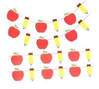 KOMBIUDA 4 Ensembles Fleur de latte pour la saison scolaire fierté signe de retour à l'école décor extérieur classe décoration bannière pomme et crayon bannières Papier
