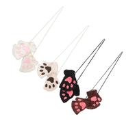 KOMBIUDA 4 Paires Mitaines Hiver Femme Épaisses Mitaines Peluche Demi-doigt Motifs Patte de Chat et Ours Confortables Chaudes et pour
