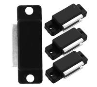 KOMBIUDA 4 Pièces accessoires de hotte loquet en caoutchouc loquet tactile magnétique loquets et loquets de tiroir de camping-car loquet de porte Acier inoxydable Black