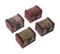 KOMBIUDA 4 pièces Boîte Bijoux Rétro Bois Organisateur de Rangement pour Colliers et Bijoux Coffret de Stockage et Élégant pour Maison et Cadeau