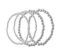 KOMBIUDA 4 Pièces Bracelet Perlé Rond Vintage Extensible Ccb Argenté et Décoratif Mode pour Femmes Élégant et Confortable