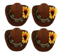 KOMBIUDA 4 Pièces Chapeaux Miniatures Ajustables pour Petits Animaux Accessoires Costume Western avec pour Hamsters Cochons Dinde Perroquets Serpents