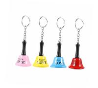 KOMBIUDA 4 Pièces cloche à main cloche d'école à la main cloches à main vintage Titulaire petite clochette sacoche portable toy clave porte-clés cloche pendentifs de cloche créatifs le fer