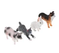 KOMBIUDA 4 Pièces Figurines Animaux de Ferme Réalistes Jouets Éducatifs Plastique pour Garçon Fille Statues Chien Cochon Lapin Décoration Gâteau Anniversaire Pâques Noël