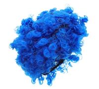 KOMBIUDA 4 pièces Perruque Afro Clown Bleue Perruque Frisée Courte Légère pour Fête Disco Années Carnaval Halloween Costume Cosplay
