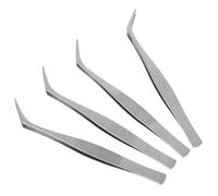 KOMBIUDA 4 Pièces Pinces Brucelles Antistatiques Acier Inoxydable Incurvées Pinces Épiler de Précision Professionnelles pour Réparation Électronique Création Bijoux et Travaux de