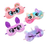 KOMBIUDA 4pièces Masque De Sommeil Pour Garçon Fille Lot De Chat Licorne Ours Cache-œil Voyage Sieste Eye Mask Animal Design Sleep Aid Darkening Eye Cover