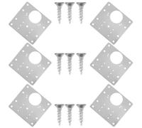KOMBIUDA 6 Pièces Plaque de Réparation Charnière Armoire Acier Inoxydable Support Renfort pour Meubles Étagères Portes Placards Kit Fixation Robuste Anticorrosion