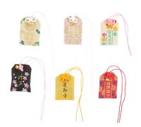 KOMBIUDA 6 Pièces Sac De Bénédiction Charme Amulets Omamori Ornement Pendentif Sac Accessoires Breloques Omamori Japonaises Pendentif Lin