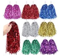 KOMBIUDA 7 paires Lot Pompons Colorés à Main pour Cheerleading Accessoires de Fête Sportive Poignée Confortable Couleurs Intenses pour Animation et Esprit Équipe
