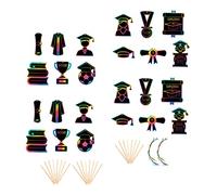 KOMBIUDA 72 Pièces kit de Peinture à gratter cotillons de Classe Enfant Graduation Faire la fête Bleu en Gros Papier Noir