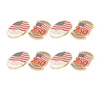 KOMBIUDA 8 Pièces Lot de 8 set de Épinglettes Patriotiques Rondes Drapeau Américain en Métal Émaillé, Broches Journée des Anciens Fête de L’Indépendance 2026, Accessoires Commémoratifs