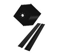KOMBIUDA 8 Pièces tapis de protection pour cuisinière à écart remplisseur tampon réutilisable universel couvercle de poêle couvercle de cuisinière couverture de brûleur à PTFE Noir