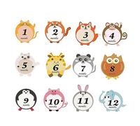 KOMBIUDA Autocollants Design Cartoon Adorable Mensuels Bébé en Pvc 12pcs Décoration Pratique pour Photo Bébé Accessoires pour Séance Photo Naissance
