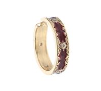 KOMBIUDA Bague Ouverte Réglable Femme Style Chinois Moderne Fleur Émail Rouge Romantique Zircone Anneaux Uniques Empilables Bijoux Élégants pour Mariage et Quotidien