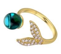 KOMBIUDA Bague Sirène Ouverte Réglable en Alliage Bague pour Femmes et Adolescentes Bijoux Océaniques Décoratifs Accessoire Léger et Confortable pour Usage Quotidien et Fêtes