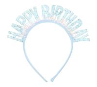 KOMBIUDA Bandeau de Fête D’Anniversaire à Paillettes Lettres « Joyeux Anniversaire » Bleu Accessoire Coiffure Unique et Ajustable Élastique pour Décoration Cheveux de Fête Taille Unique