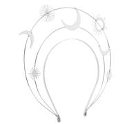 KOMBIUDA Bandeau Lune et Étoile Décoratif Argenté Léger et Confortable Serre-tête Déesse Polyvalent Fait Main pour Fêtes Mariages et Anniversaires Femmes