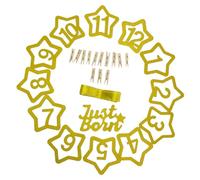 KOMBIUDA Bannière Photo 1er Anniversaire Bébé en Papier et Bois Décorations Étoile Pailletée Or, Effet Décoratif Délicat pour Fête Intérieure