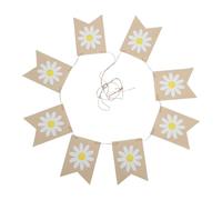 KOMBIUDA Bannière Toile de Jute Printanière à Suspendre Décor Floral Marguerite Guirlande Réutilisable pour Fête Intérieure et Extérieure Déco Printemps pour Jardin et Salle de Classe