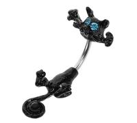 KOMBIUDA Bijou de Piercing Nombril Acier Inoxydable Noir Motif Chat Cristaux Scintillants Anneau de Nombril pour Femmes Accessoire Corps Élégant pour Occasions Spéciales