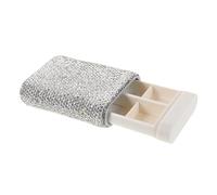 KOMBIUDA Bling Pill Case Portable Rhinestone Organizer With Compartments For Purse Small Daily Medication Box For Morning Noon Evening Pills Travel Home And Office