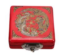 KOMBIUDA Boîte à bijoux antique en porcelaine pour femme, boîte de rangement en forme de dragon de Madera, coffre au trésor, boîte à bagues rétro laquée, bijoux japonais chinois en bois rouge