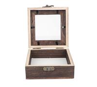 KOMBIUDA Boîte à spécimens en bois Coffret à bijoux rétro Boîte à spécimens rétro 3.94x3.94x1.77 pouces couvercle transparent pour décoration de bureau et stockage de bijoux
