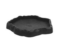 KOMBIUDA Bol Alimentation et Eau pour Reptiles Aspect Roche Naturelle Stable et Antidébordement pour Tortues Dragons et Lézards Design Réaliste et Facile à Nettoyer Gris