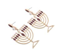 KOMBIUDA Boucles D’oreilles Pendantes Hanoukka en Alliage de Zinc Scintillantes Rouge, Paire de Gouttes Auriculaires Chandelier pour Fêtes Juives et Célébrations Festives