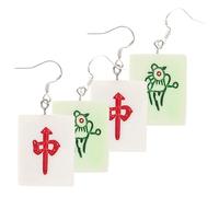 KOMBIUDA Boucles D’oreilles Pendantes Mahjong 4 Pcs pour Adolescentes, Design Original Amusant, Matériaux Sûrs et Légers, Boucles D’oreilles Fantaisie, Accessoires Mode pour Femmes