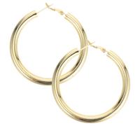 KOMBIUDA Boucles D'oreilles Créoles Femmes 50 Mm Dorées Épaisses Légères Fermoir Sécurisé, Bijoux Minimalistes pour Mariage, Fête et Usage Quotidien