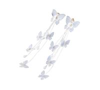 KOMBIUDA Boucles d'Oreilles Longues en Voile Fleur Clips d'Oreille sans Piercing Bijoux Délicats pour Femmes Élégantes Manchettes d'Oreille Légères Accessoire Mode Quotidien