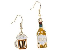 KOMBIUDA Boucles Oreilles Asymétriques Bière Alliage Boucles Originales Bouteille et Tasse Bijoux Minimalistes pour Femme Accessoire St Patrick Day