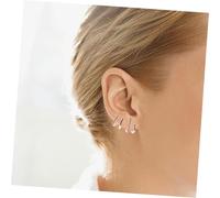 KOMBIUDA Boucles Oreilles Pince Griffes Zircon pour Femmes Manchette Minimaliste Élégante Style Non Percé Finition Rose Doré Confortable et Résistante