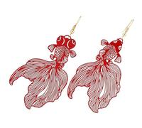 KOMBIUDA Boucles Oreilles Poisson Creuses Dorées Pendantes pour Femme Bijoux été Style Exagéré Légères et Durables