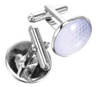 KOMBIUDA Boutons de Manchette Golf en Métal Argenté Design Cristal Verre Paire Élégante pour Homme Accessoires Vintage pour Costume Présent Cérémonies et Soirées